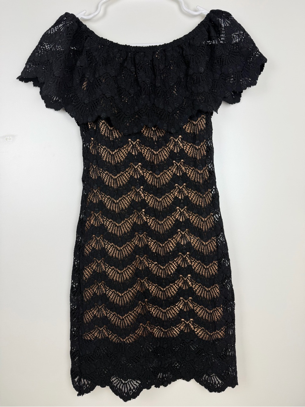 Nightcap Black Lace Dress with Nude Lining - Picture 7 of 9